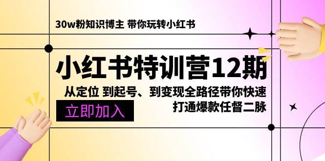 （10666期）小红书特训营12期：从定位 到起号、到变现全路径带你快速打通爆款任督二脉-云商网创