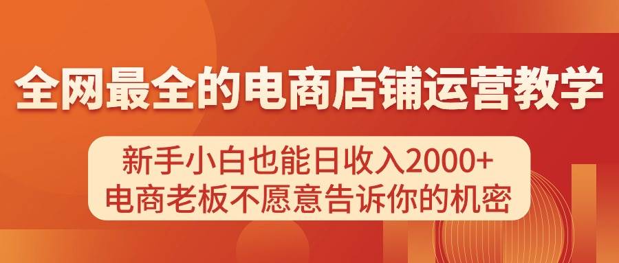 （11266期）电商店铺运营教学，新手小白也能日收入2000+，电商老板不愿意告诉你的机密-云商网创