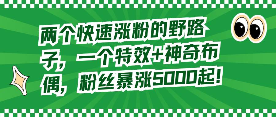 （8606期）两个快速涨粉的野路子，一个特效+神奇布偶，粉丝暴涨5000起！-云商网创