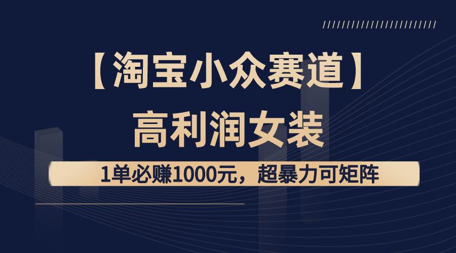 【淘宝小众赛道】高利润女装：1单必赚1000元，超暴力可矩阵-云商网创