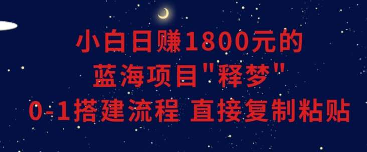 小白能日赚1800元的蓝海项目”释梦”0-1搭建流程可直接复制粘贴长期做【揭秘】-云商网创