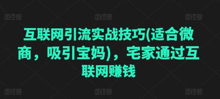 互联网引流实战技巧(适合微商，吸引宝妈)，宅家通过互联网赚钱-云商网创