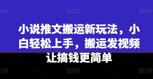 小说推文搬运新玩法，小白轻松上手，搬运发视频让搞钱更简单-云商网创