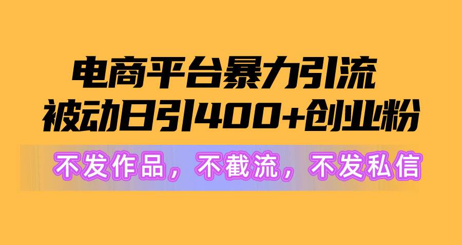 电商平台暴力引流,被动日引400+创业粉不发作品，不截流，不发私信-云商网创