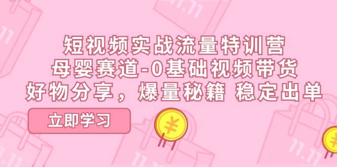 短视频实战流量特训营，母婴赛道-0基础带货，好物分享，爆量秘籍 稳定出单-云商网创