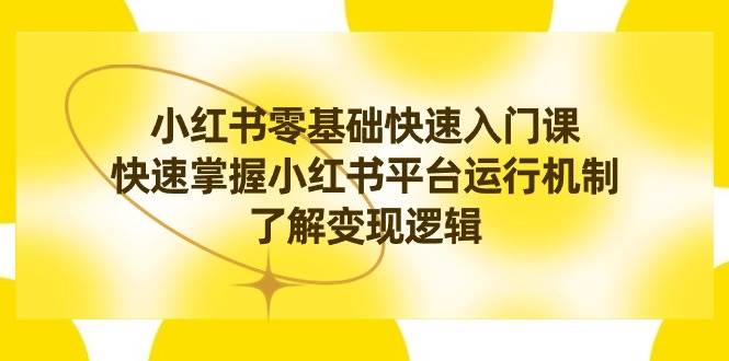 （8853期）小红书0基础快速入门课，快速掌握小红书平台运行机制，了解变现逻辑-云商网创