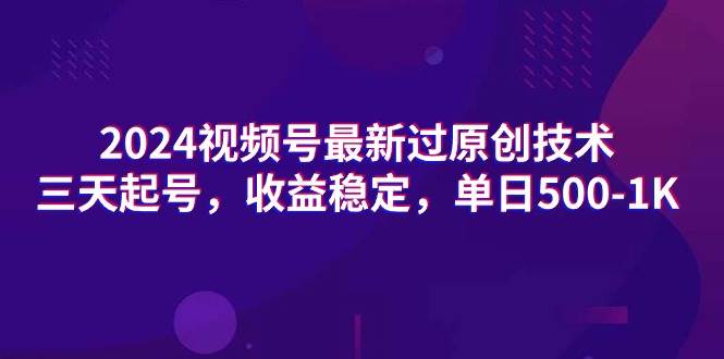 2024视频号最新过原创技术，三天起号，收益稳定，单日500-1K-云商网创