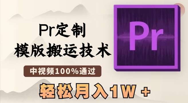 最新Pr定制模版搬运技术，中视频100%通过，几分钟一条视频，轻松月入1W＋【揭秘】-云商网创