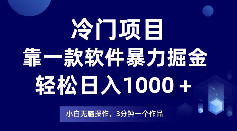 冷门项目，靠一款软件暴力掘金日入1000＋，小白轻松上手第二天见收益-云商网创