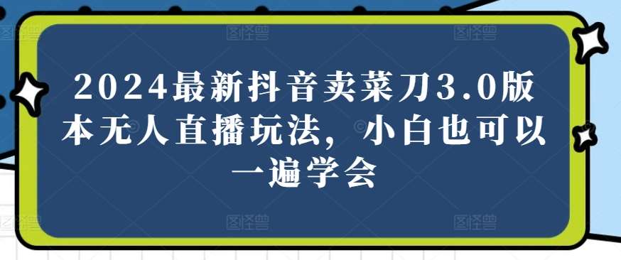 2024最新抖音卖菜刀3.0版本无人直播玩法，小白也可以一遍学会【揭秘】-云商网创