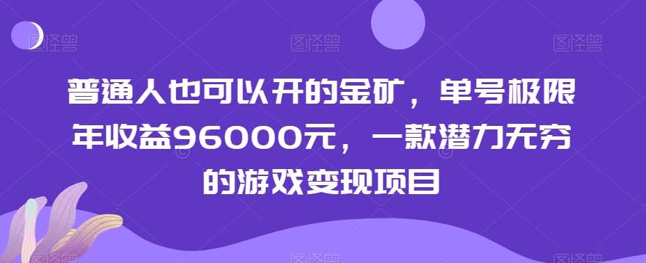 普通人也可以开的金矿，单号极限年收益96000元，一款潜力无穷的游戏变现项目【揭秘】-云商网创