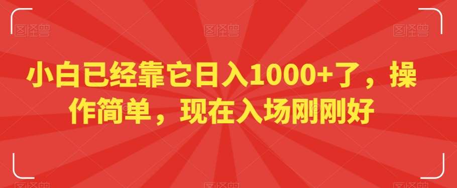 小白已经靠它日入1000+了，操作简单，现在入场刚刚好【揭秘】-云商网创