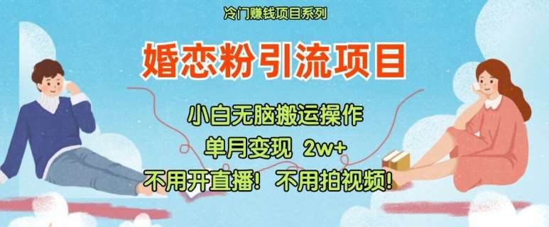 小红书婚恋粉引流，不用开直播，不用拍视频，不用做交付【揭秘】-云商网创