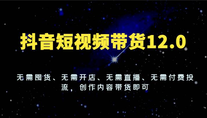 抖音短视频带货12.0，无需囤货、无需开店、无需直播、无需付费投流，创作内容带货即可-云商网创