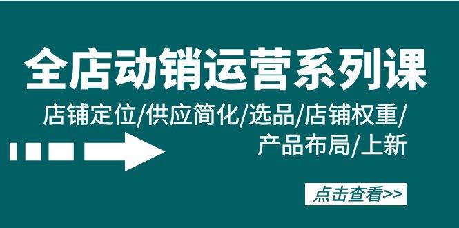 （9845期）全店·动销运营系列课：店铺定位/供应简化/选品/店铺权重/产品布局/上新-云商网创