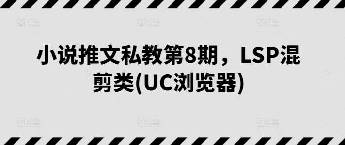 小说推文私教第8期，LSP混剪类(UC浏览器)-云商网创