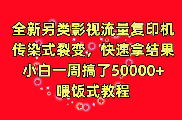 全新另类影视流量复印机，传染式裂变，快速拿结果，小白一周搞了50000+，喂饭式教程【揭秘】-云商网创