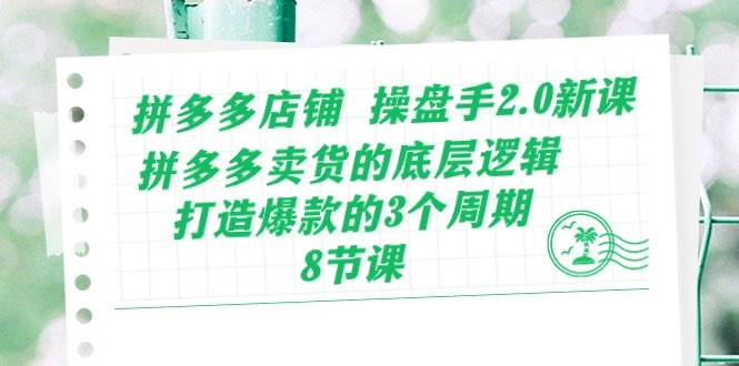 拼多多店铺 操盘手2.0新课，拼多多卖货的底层逻辑，打造爆款的3个周期-8节-云商网创