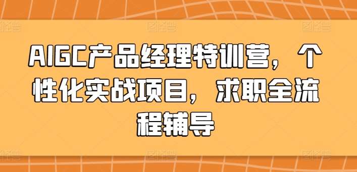 AIGC产品经理特训营，个性化实战项目，求职全流程辅导-云商网创