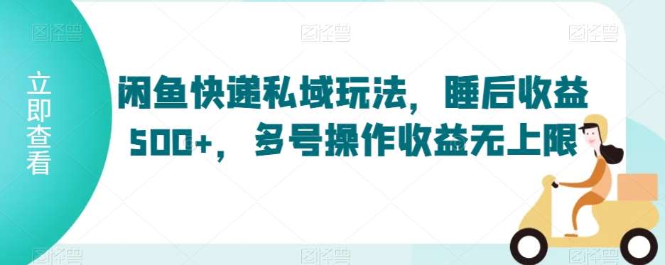 闲鱼快递私域玩法，睡后收益500+，多号操作收益无上限【揭秘】-云商网创