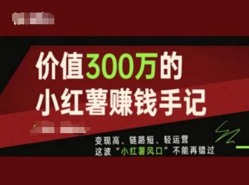 价值300万的小红书赚钱手记，变现高、链路短、轻运营，这波“小红薯风口”不能再错过-云商网创