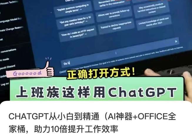 CHATGPT从小白到精通，AI神器+OFFICE全家桶，助力10倍提升工作效率-云商网创