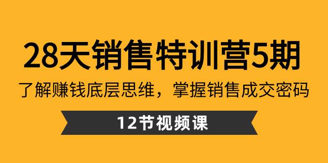 （8659期）28天·销售特训营5期：了解赚钱底层思维，掌握销售成交密码（12节课）-云商网创