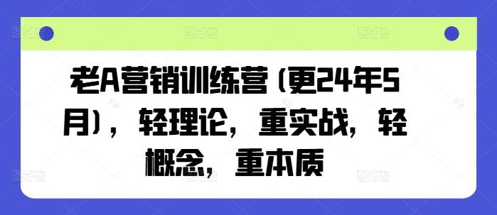 老A营销训练营(更24年5月)，轻理论，重实战，轻概念，重本质-云商网创