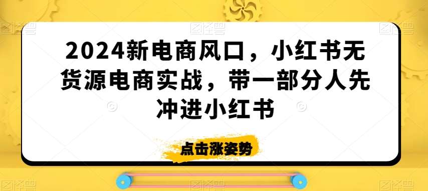 2024新电商风口，小红书无货源电商实战，带一部分人先冲进小红书-云商网创