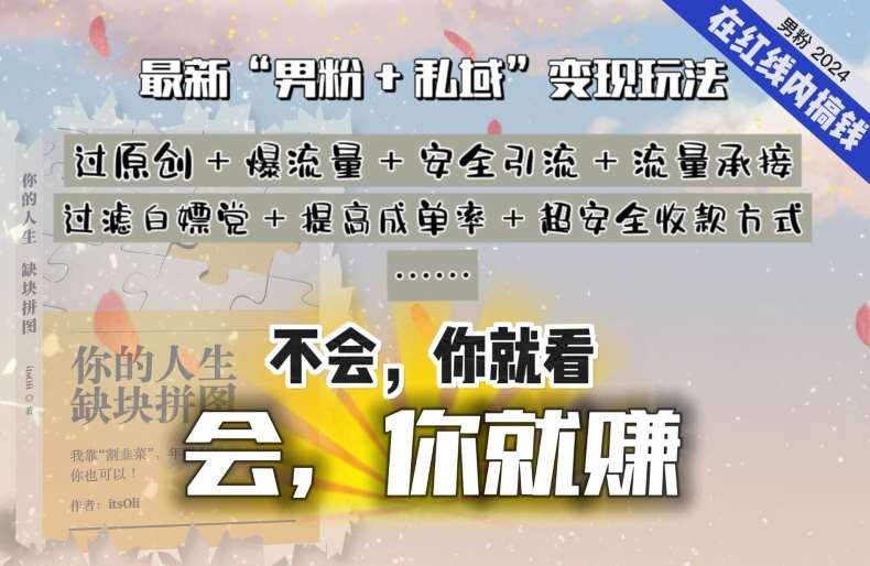 2024，“男粉+私域”还是最耐造、最赚、最轻松、最愉快的变现方式【揭秘】-云商网创