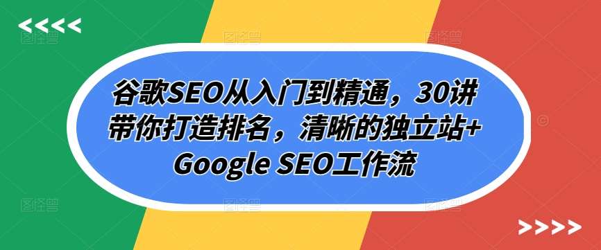 谷歌SEO从入门到精通，30讲带你打造排名，清晰的独立站+Google SEO工作流-云商网创