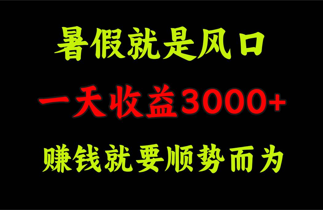 一天收益3000+ 赚钱就是顺势而为，暑假就是风口-云商网创