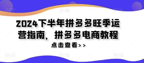 2024下半年拼多多旺季运营指南，拼多多电商教程-云商网创