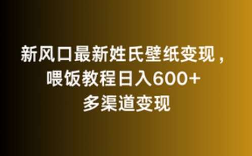 新风口最新姓氏壁纸变现，喂饭教程日入600+【揭秘】-云商网创