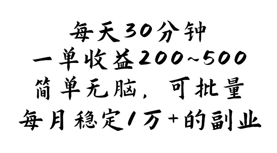 （11764期）每天30分钟，一单收益200~500，简单无脑，可批量放大，每月稳定1万+的…-云商网创