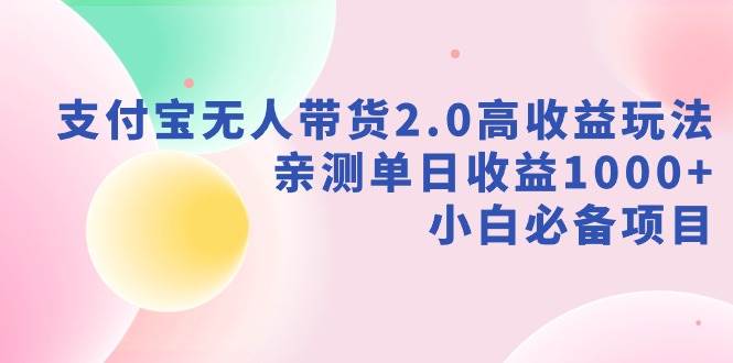 支付宝无人带货2.0高收益玩法，亲测单日收益1000+，小白必备项目-云商网创