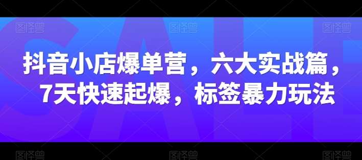 抖音小店爆单营，六大实战篇，7天快速起爆，标签暴力玩法-云商网创