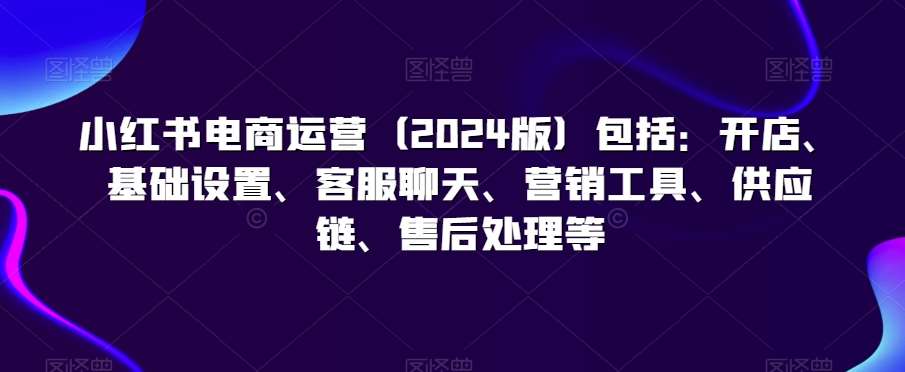 小红书电商运营（2024版）包括：开店、基础设置、客服聊天、营销工具、供应链、售后处理等-云商网创