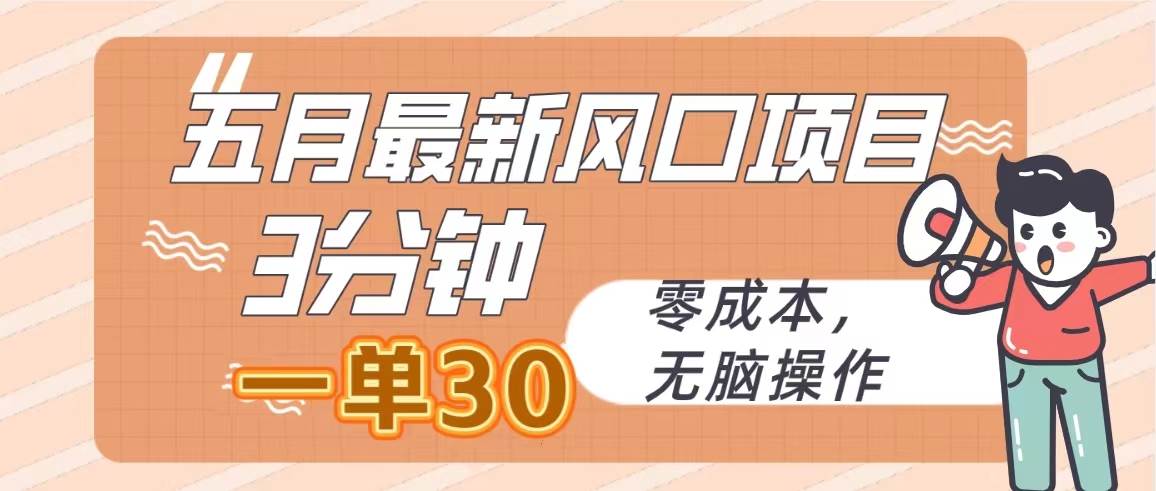 （10256期）五月最新风口项目，3分钟一单30，零成本，无脑操作-云商网创