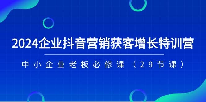 2024企业抖音营销获客增长特训营，中小企业老板必修课（29节课）-云商网创