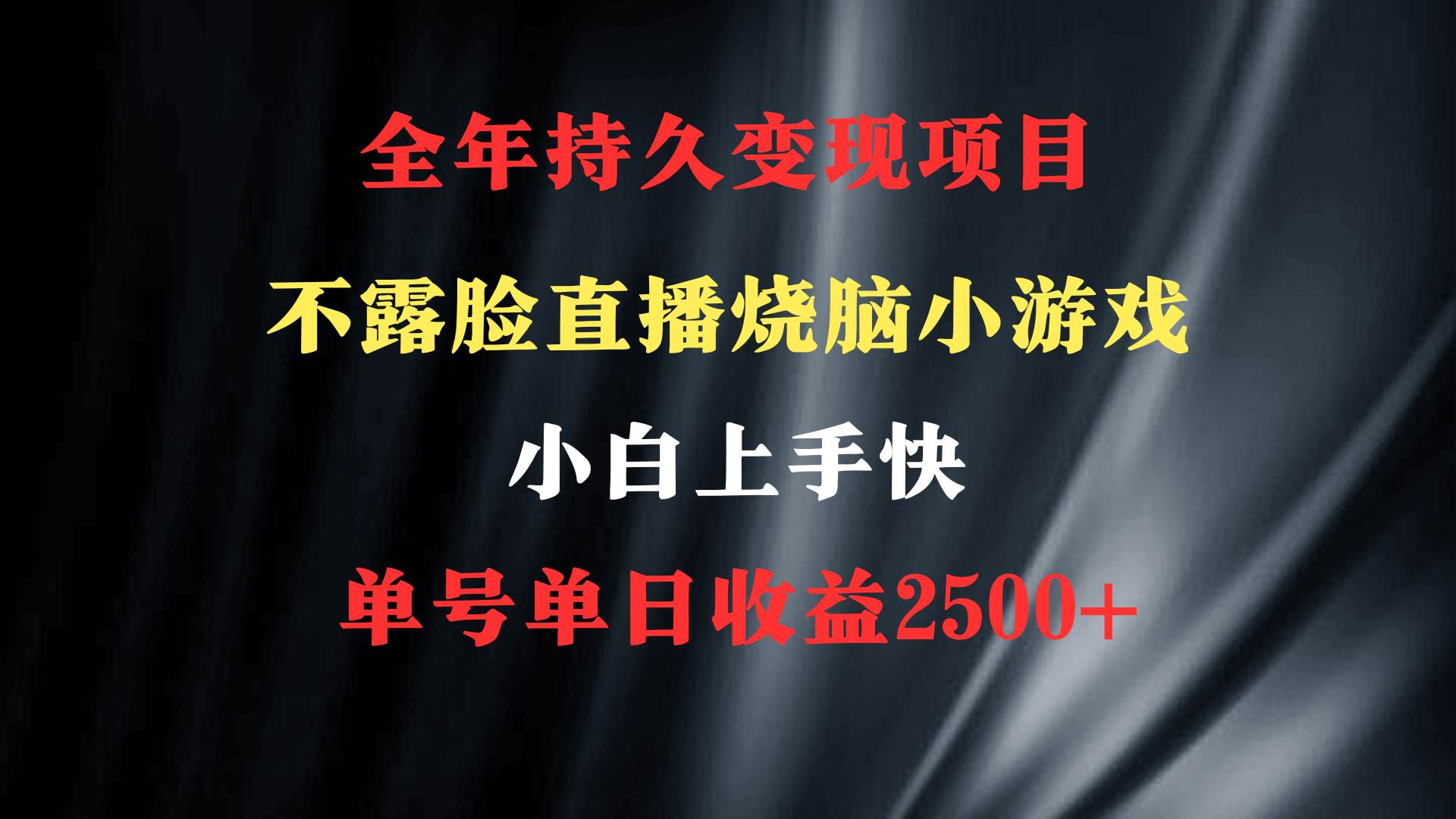 2024年 最优项目，烧脑小游戏不露脸直播  小白上手快 无门槛 一天收益2500+-云商网创