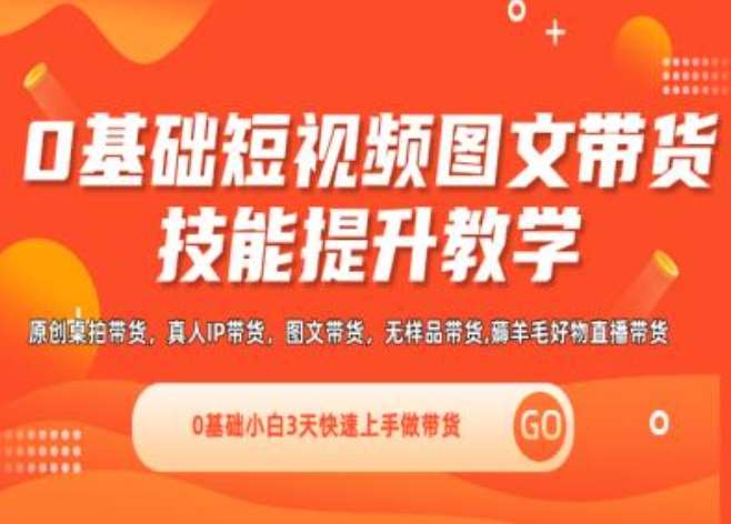 0基础短视频图文带货实操技能提升教学(直播课+视频课),0基础小白3天快速上手做带货-云商网创
