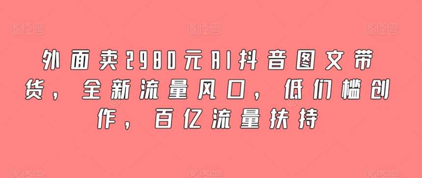 外面卖2980元AI抖音图文带货，全新流量风口，低们槛创作，百亿流量扶持-云商网创