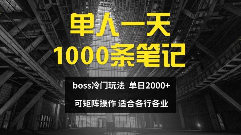 单人一天1000条笔记，日入2000+，BOSS直聘的正确玩法【揭秘】-云商网创