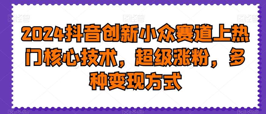 2024抖音创新小众赛道上热门核心技术，超级涨粉，多种变现方式【揭秘】-云商网创