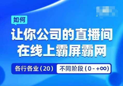 企业矩阵直播霸屏实操课，让你公司的直播间在线上霸屏霸网-云商网创