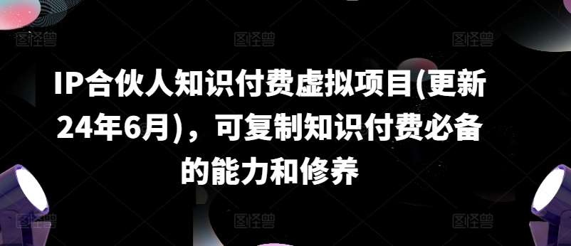 IP合伙人知识付费虚拟项目(更新24年6月)，可复制知识付费必备的能力和修养-云商网创