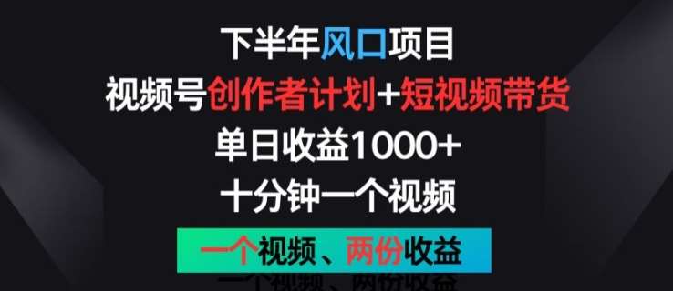 下半年风口项目，视频号创作者计划+视频带货，一个视频两份收益，十分钟一个视频【揭秘】-云商网创