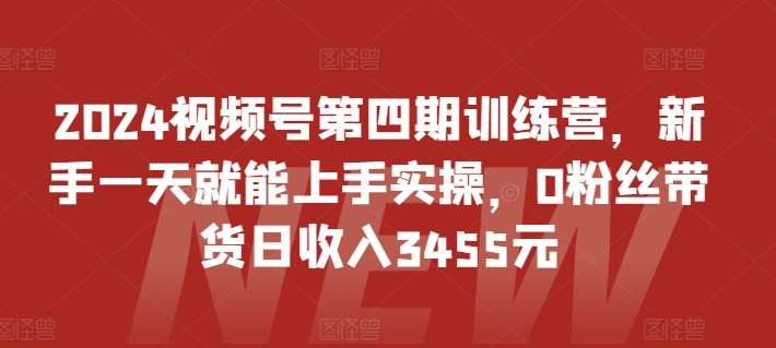 2024视频号第四期训练营，新手一天就能上手实操，0粉丝带货日收入3455元-云商网创