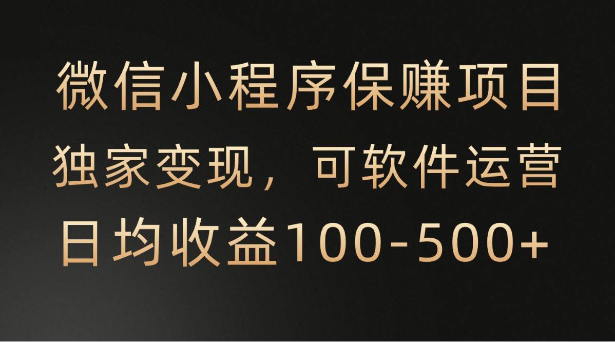 微信小程序，腾讯保赚项目，可软件自动运营，日均100-500+收益有保障-云商网创